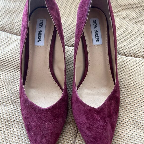 Steve Madden Savy Purple Suede Block Heel Pump Size 8.5M‎ Slip On Shoes - Picture 7 of 10
